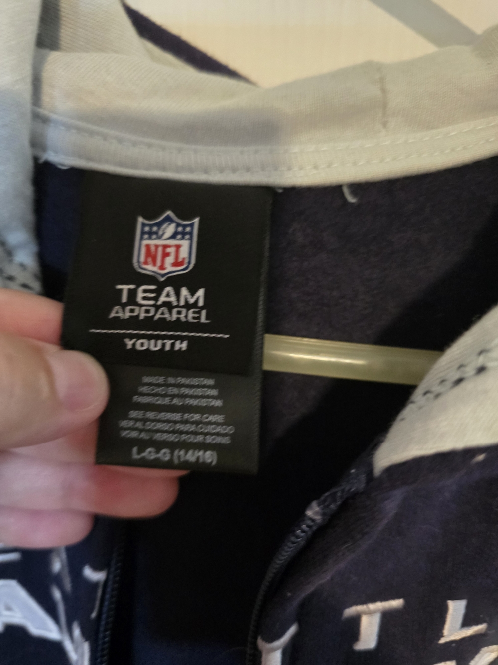 NFL Team Apparel Youth Hoodie in Navy and White